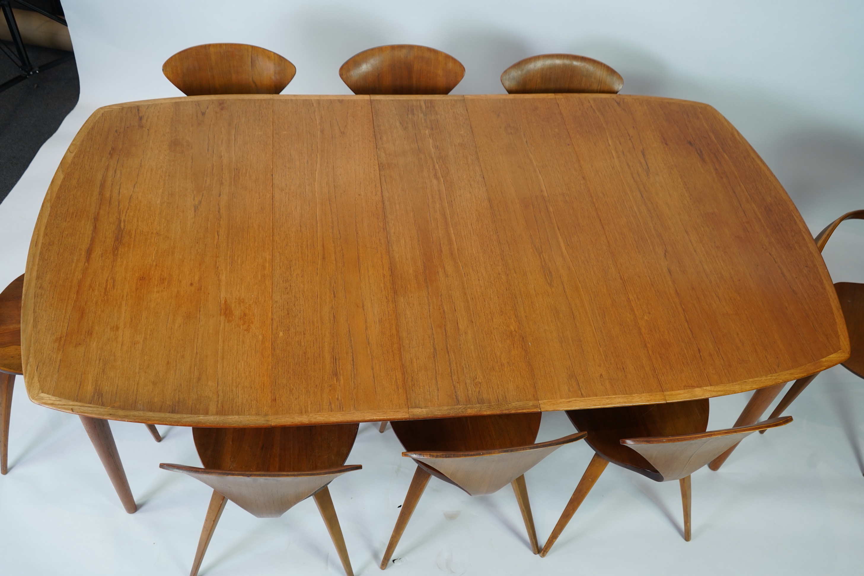 Norman Cherner (American, 1920-1987) for Plycraft (Bernardo): A set of eight plywood 'Pretzel' chairs